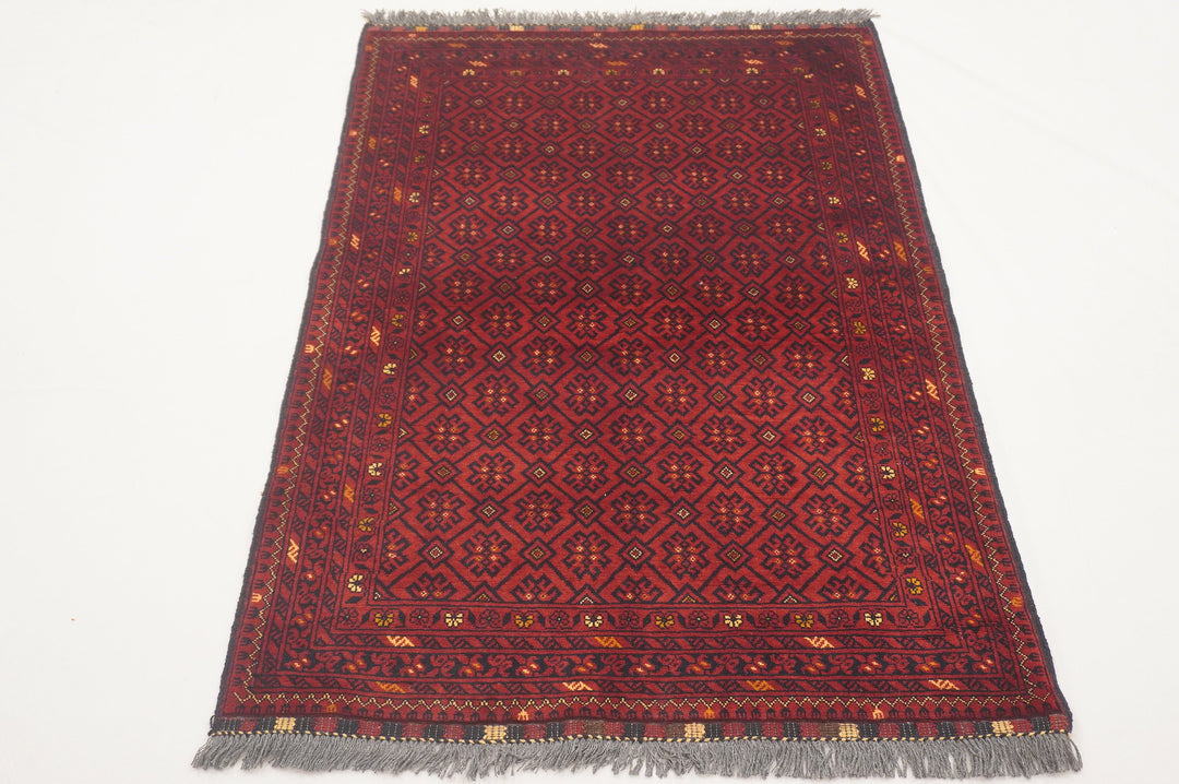 3x5 Vintage Red Afghan Handmade Rug - Yildiz Rugs