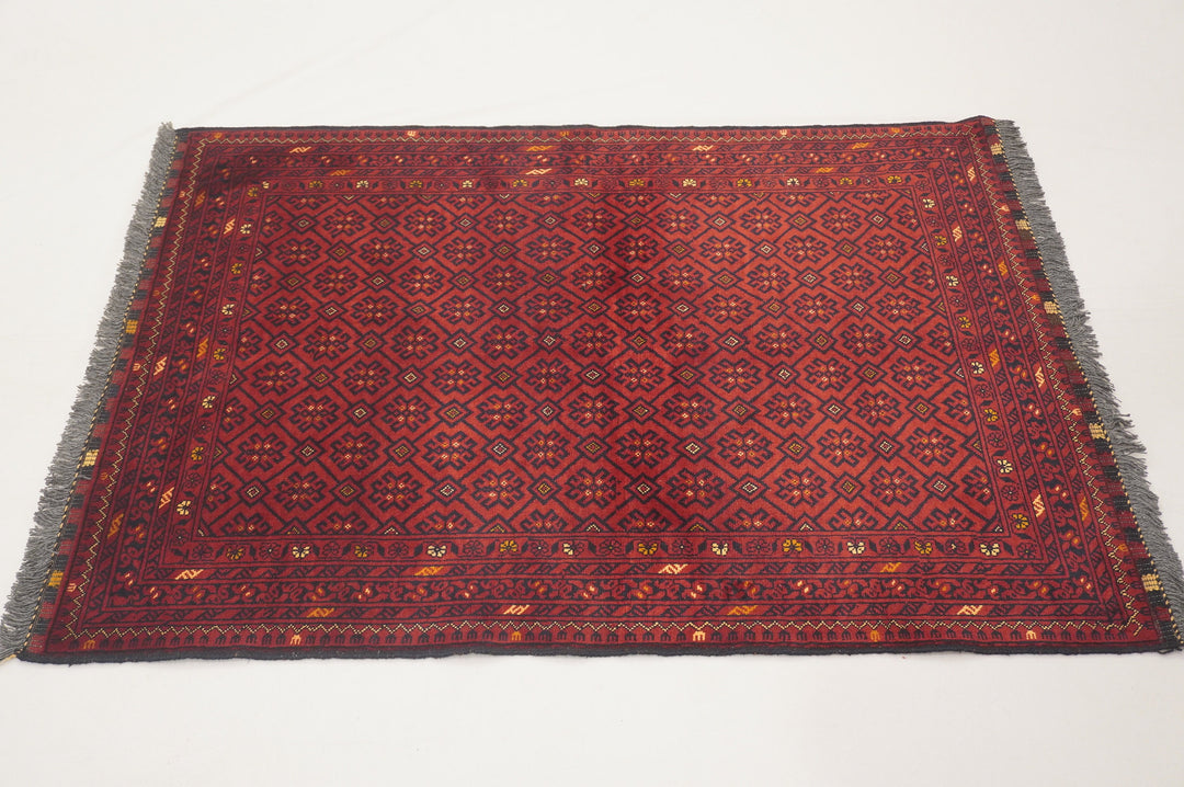 3x5 Vintage Red Afghan Handmade Rug - Yildiz Rugs