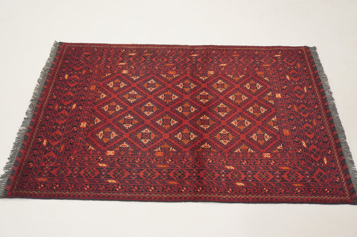 3x5  Red Afghan Handmade Vintage Rug - Yildiz Rugs