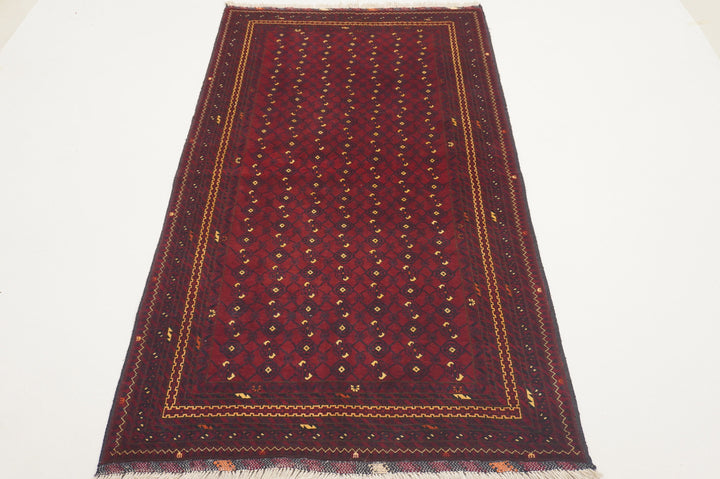 3x6 Red Afghan Handmade Vintage Rug - Yildiz Rugs