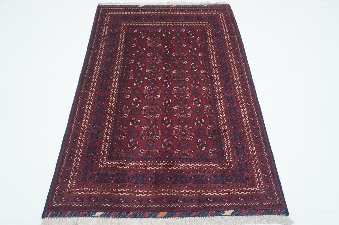 4x6 Red Afghan Handmade Vintage Rug - Yildiz Rugs