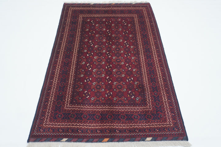 4x6 Red Afghan Handmade Vintage Rug - Yildiz Rugs