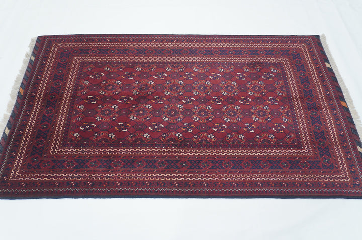 4x6 Red Afghan Handmade Vintage Rug - Yildiz Rugs