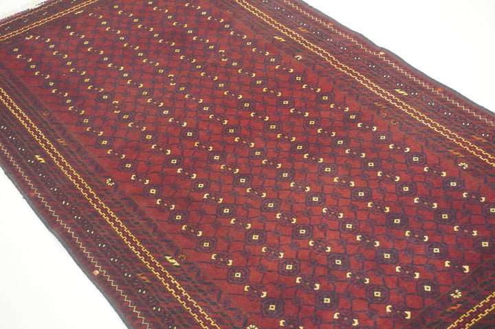 3x6 Red Afghan Handmade Vintage Rug - Yildiz Rugs