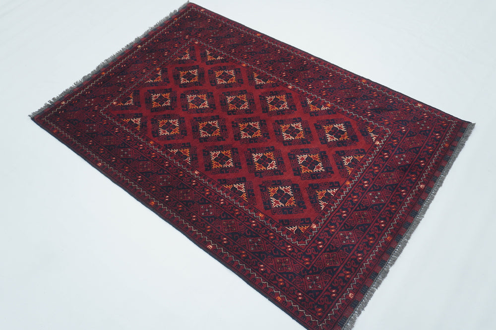 3x5 Vintage Red Afghan Handmade Rug - Yildiz Rugs