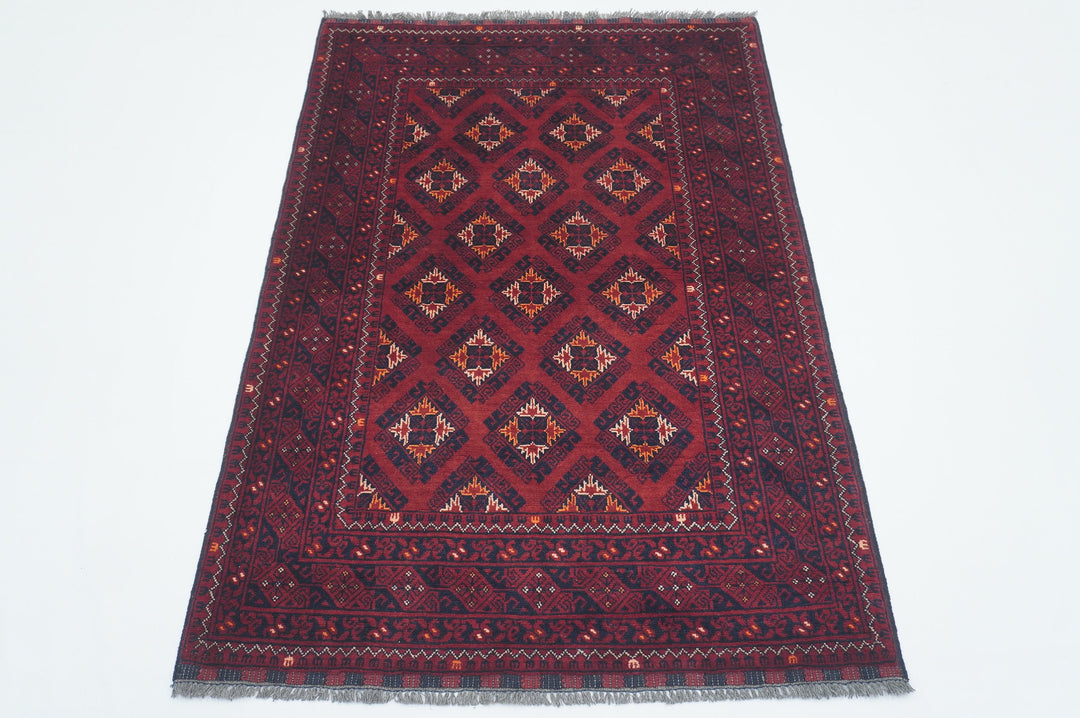 3x5 Vintage Red Afghan Handmade Rug - Yildiz Rugs