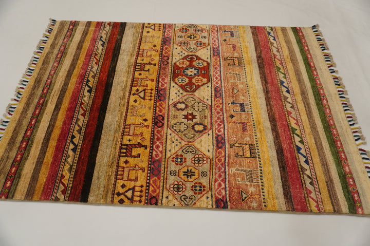 3x5 Multicolor Afghan Hand Knotted Tribal Rug - Yildiz Rugs