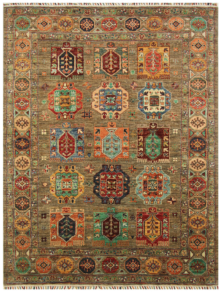 5x7 Gray Baluch Tribal Afghan Hand Knotted Rug - Yildiz Rugs