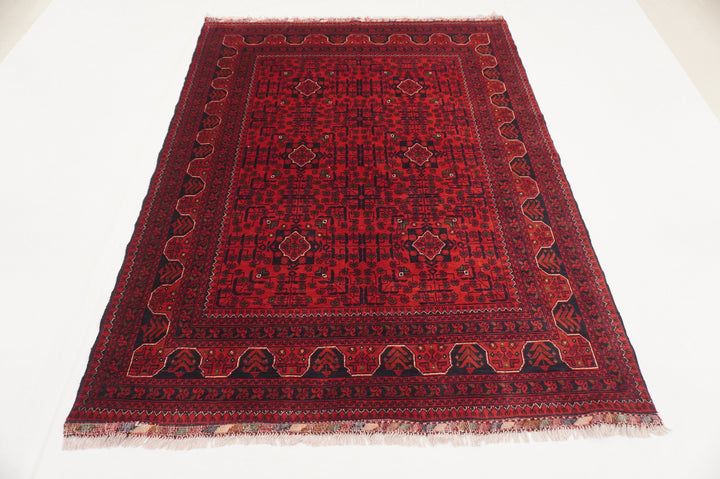 5x7 Red Afghan Khal Mohammadi hand knotted Rug - Yildiz Rugs