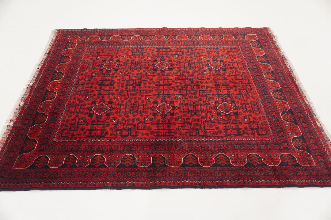 5x7 Red Afghan Khal Mohammadi hand knotted Rug - Yildiz Rugs