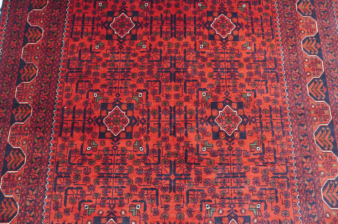 5x7 Red Afghan Khal Mohammadi hand knotted Rug - Yildiz Rugs