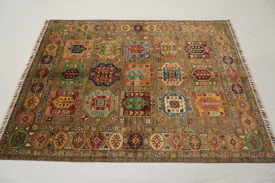 5x7 Gray Baluch Tribal Afghan Hand Knotted Rug - Yildiz Rugs