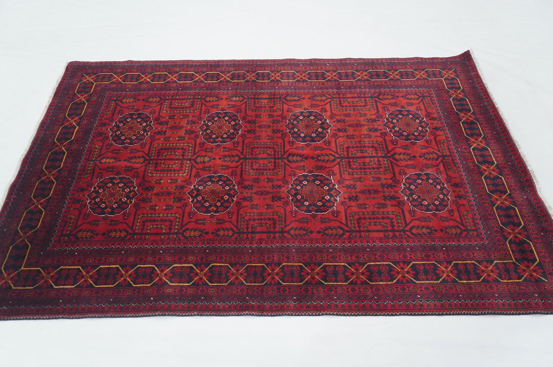 4x6 Red Afghan Khal Mohammadi hand knotted Rug - Yildiz Rugs