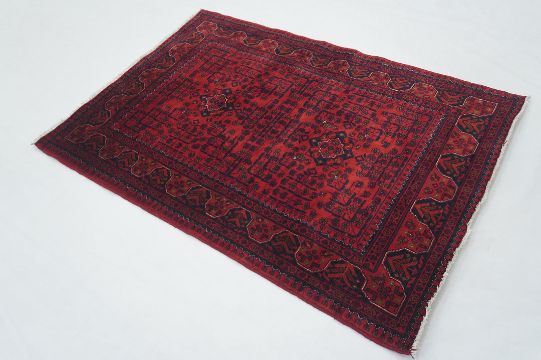 3x5 Red Afghan Khal Mohammadi hand knotted Rug - Yildiz Rugs