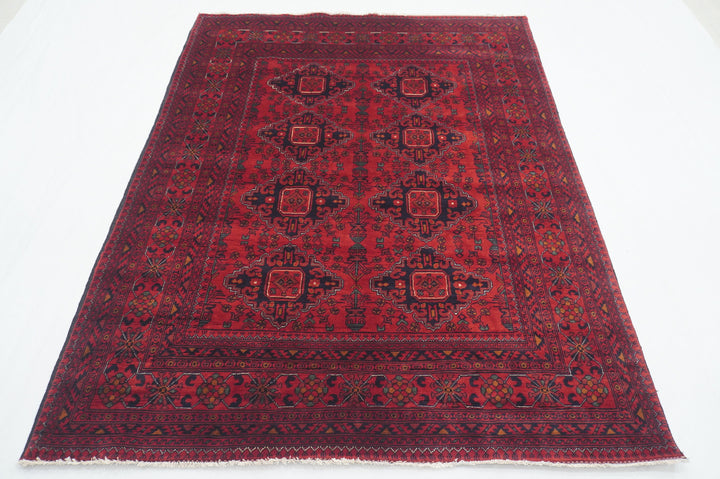 5x7 Red Afghan Khal Mohammadi hand knotted Rug - Yildiz Rugs