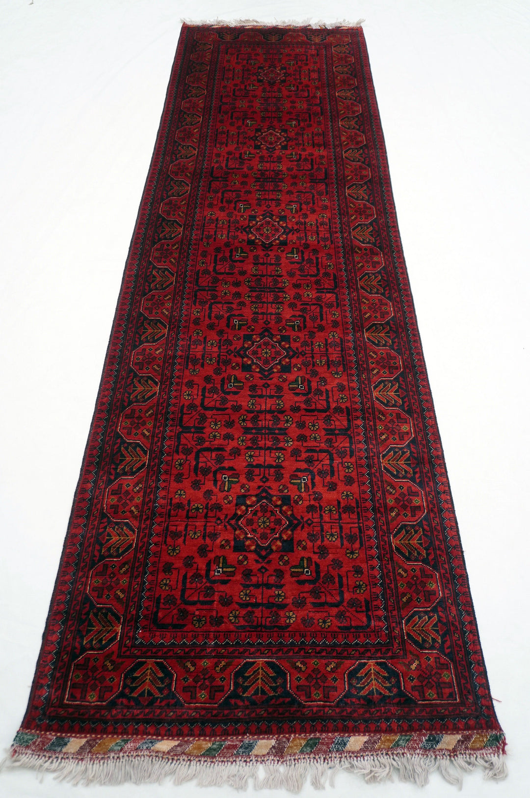 10 ft Red Khal Mohammadi Afghan Hand knotted Runner Rug - Yildiz Rugs