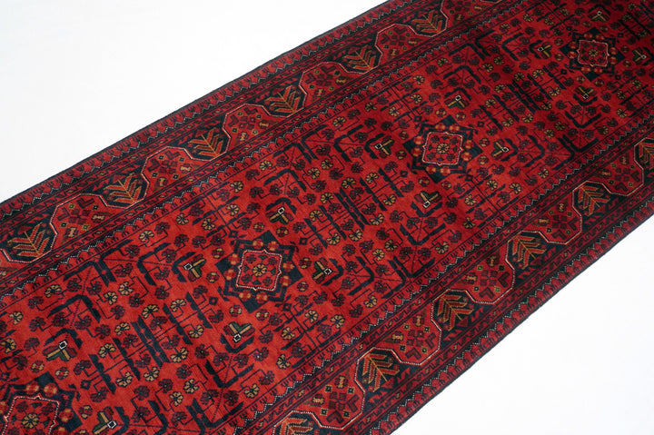 10 ft Red Khal Mohammadi Afghan Hand knotted Runner Rug - Yildiz Rugs