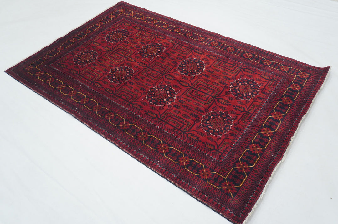 4x6 Red Afghan Khal Mohammadi hand knotted Rug - Yildiz Rugs