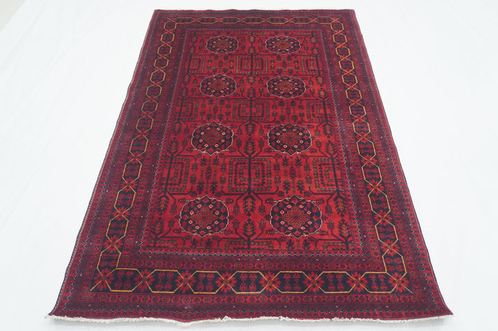 4x6 Red Afghan Khal Mohammadi hand knotted Rug - Yildiz Rugs