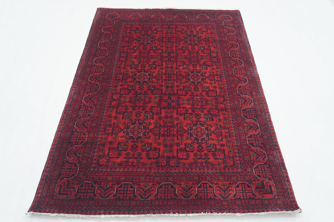 4x6 Red Afghan Khal Mohammadi hand knotted Rug - Yildiz Rugs