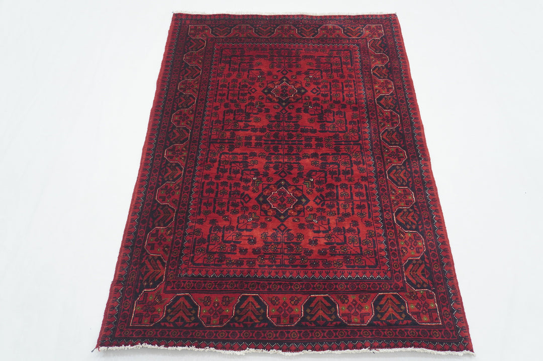 3x5 Red Afghan Khal Mohammadi hand knotted Rug - Yildiz Rugs