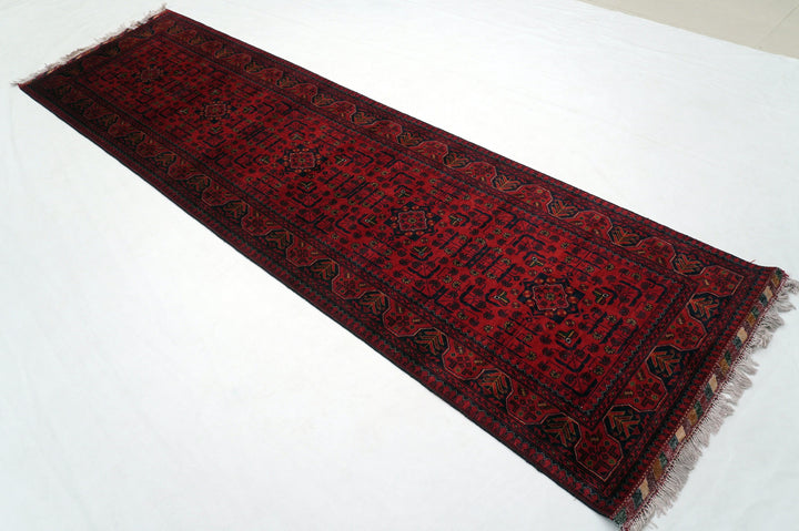 10 ft Red Khal Mohammadi Afghan Hand knotted Runner Rug - Yildiz Rugs