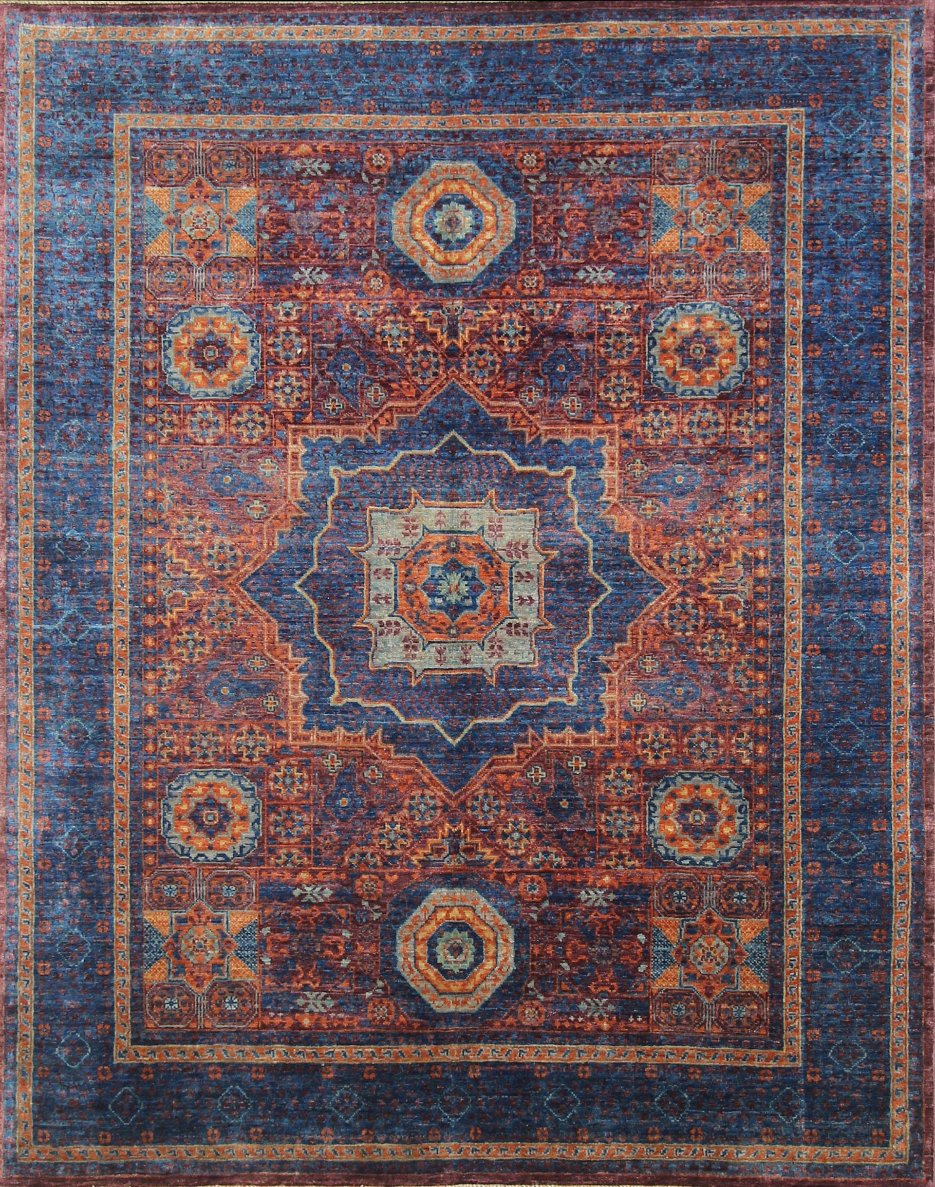 5x7 Purple Blue Mamluk Turkish Hand knotted Rug