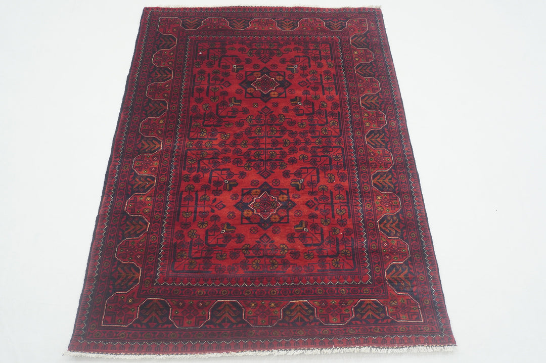 3x5 Red Afghan Khal Mohammadi hand knotted Rug - Yildiz Rugs