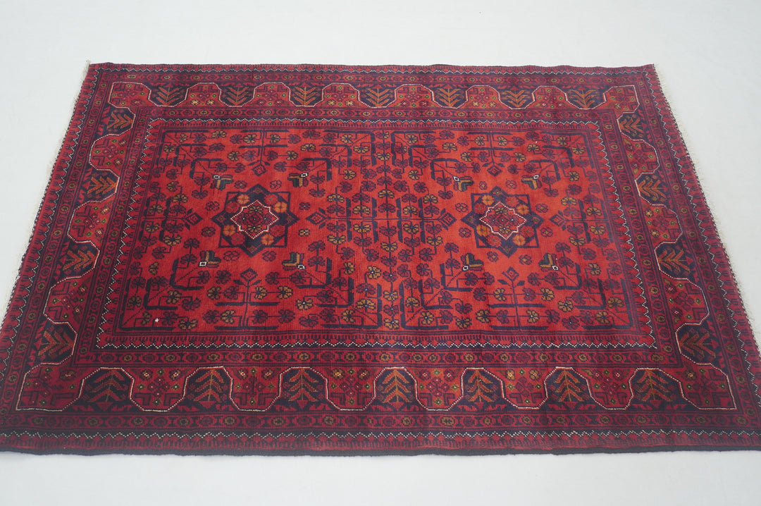 3x5 Red Afghan Khal Mohammadi hand knotted Rug - Yildiz Rugs