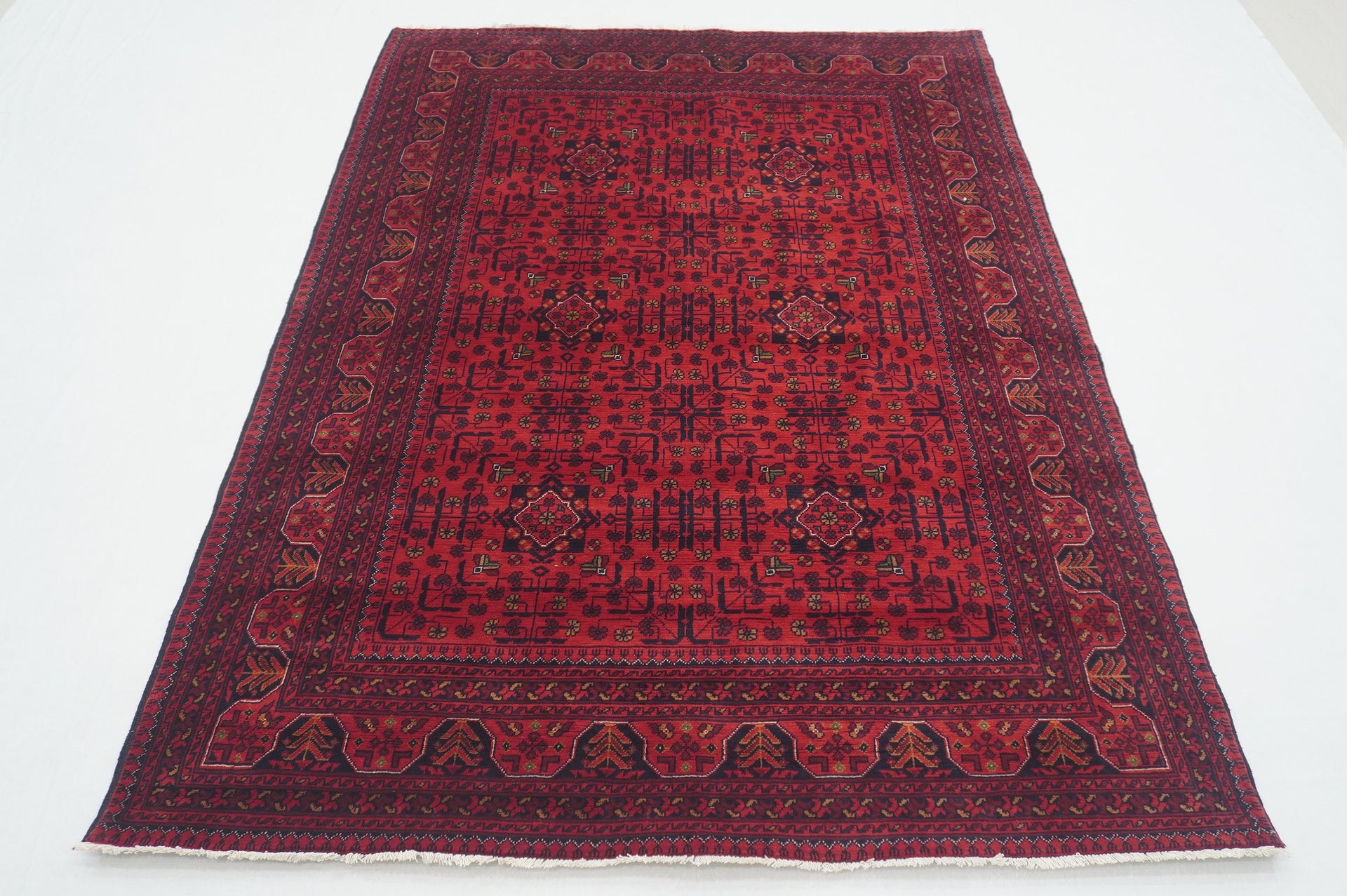 5x7 Red Afghan Khal Mohammadi hand knotted Rug