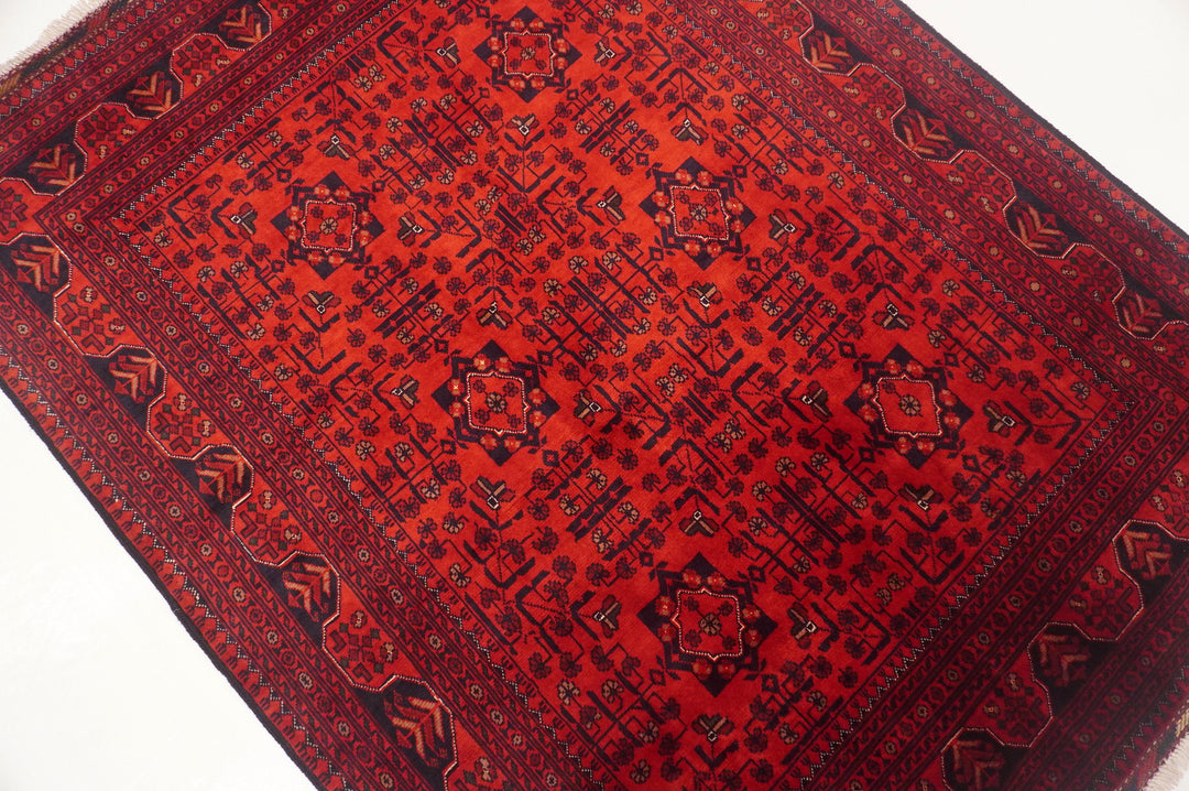 5x7 Red Afghan Khal Mohammadi hand knotted Rug - Yildiz Rugs