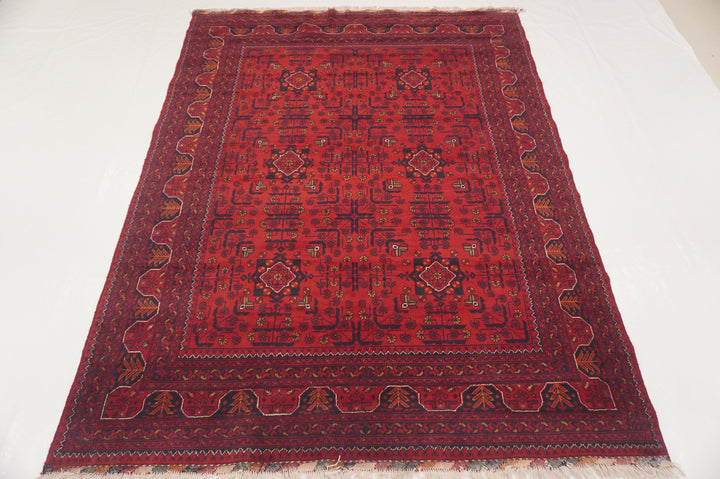 5x7 Red Afghan Khal Mohammadi hand knotted Rug - Yildiz Rugs