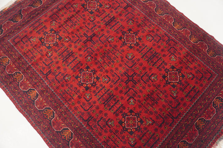 5x7 Red Afghan Khal Mohammadi hand knotted Rug - Yildiz Rugs