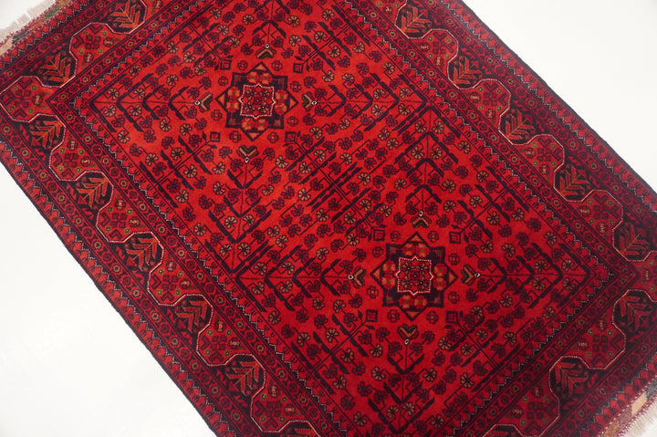 3x5 Red Afghan Khal Mohammadi Hand knotted Oriental Rug - Yildiz Rugs