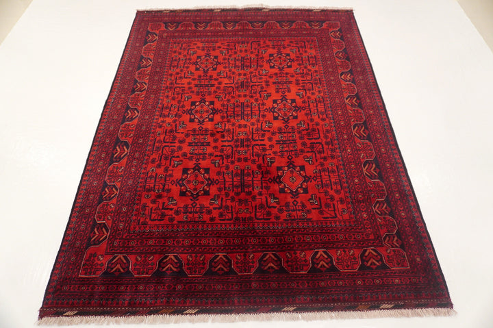 5x7 Red Afghan Khal Mohammadi hand knotted Rug - Yildiz Rugs