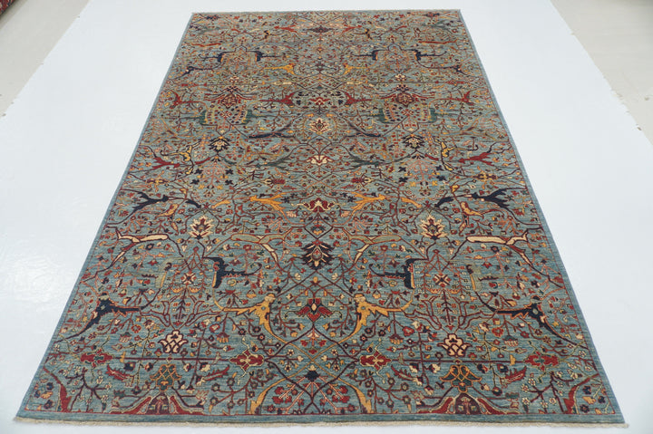 6x9 Blue Bidjar Afghan Hand Knotted Oriental Rug