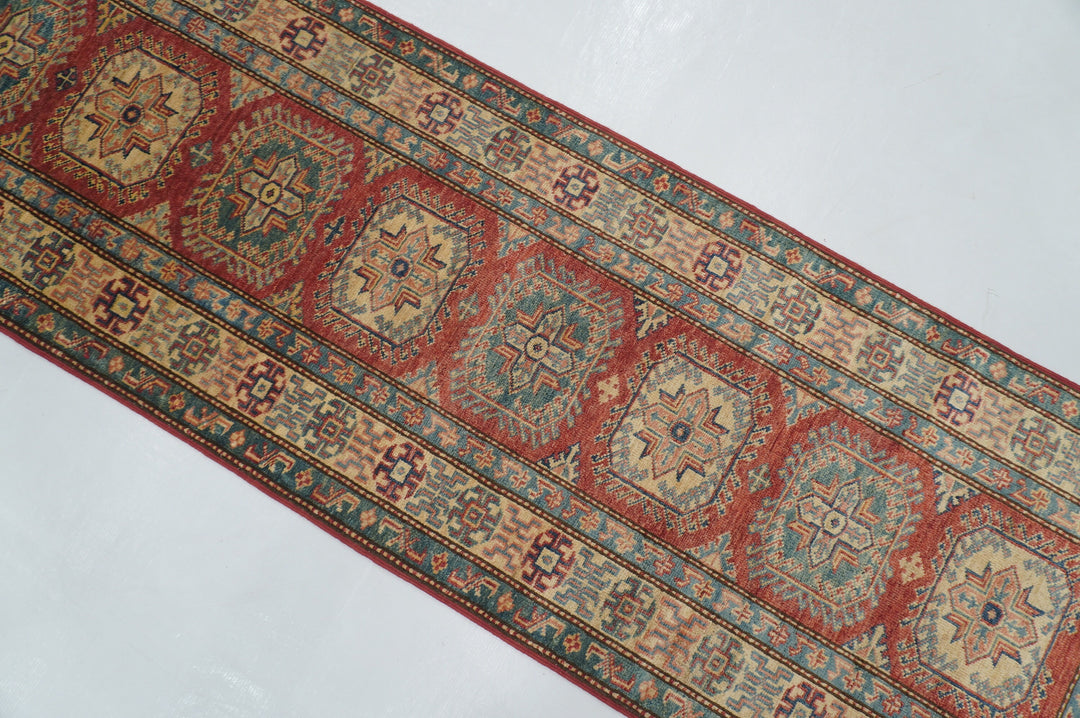 2 x 7 Ft Vintage Red Afghan Kazak Hand knotted Runner Rug - Yildiz Rugs