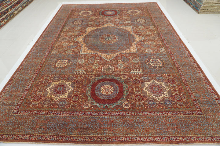 10x14 Brown Mamluk Hand knotted Wool Turkish Medallion Rug - Yildiz Rugs