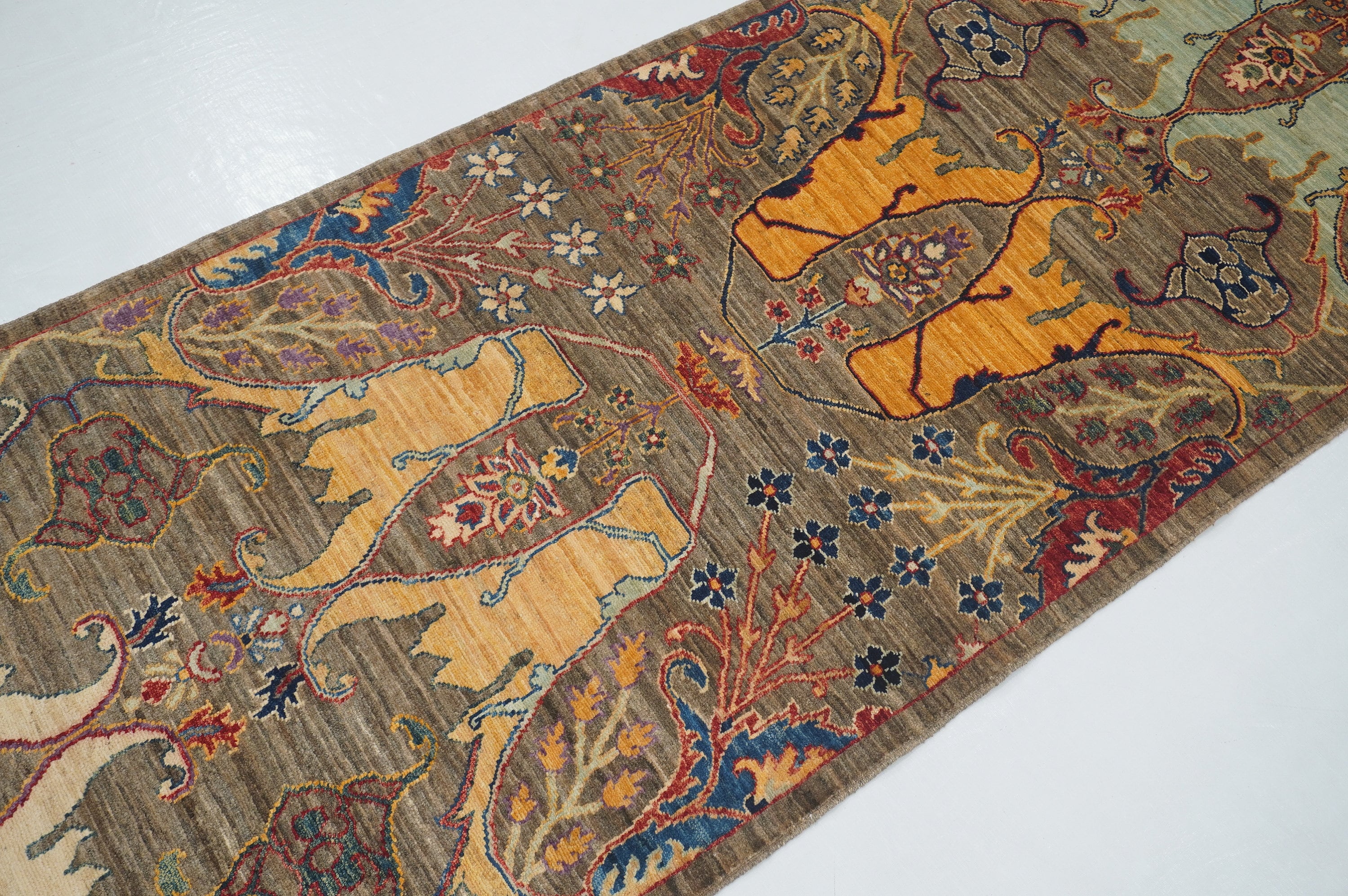 3 x 13 ft Gray Bidjar Afghan Hand knotted Oriental Runner Rug - Yildiz Rugs