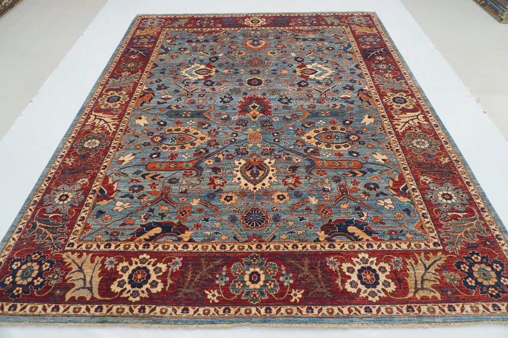 8x10 Blue Serapi Afghan Hand knotted Oriental Rug - Yildiz Rugs