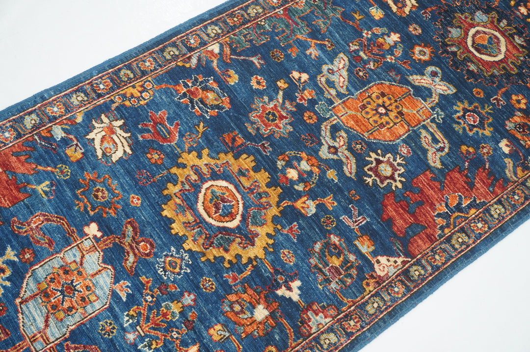 11 ft Blue Bidjar Afghan Hand knotted Oriental Runner Rug - Yildiz Rugs