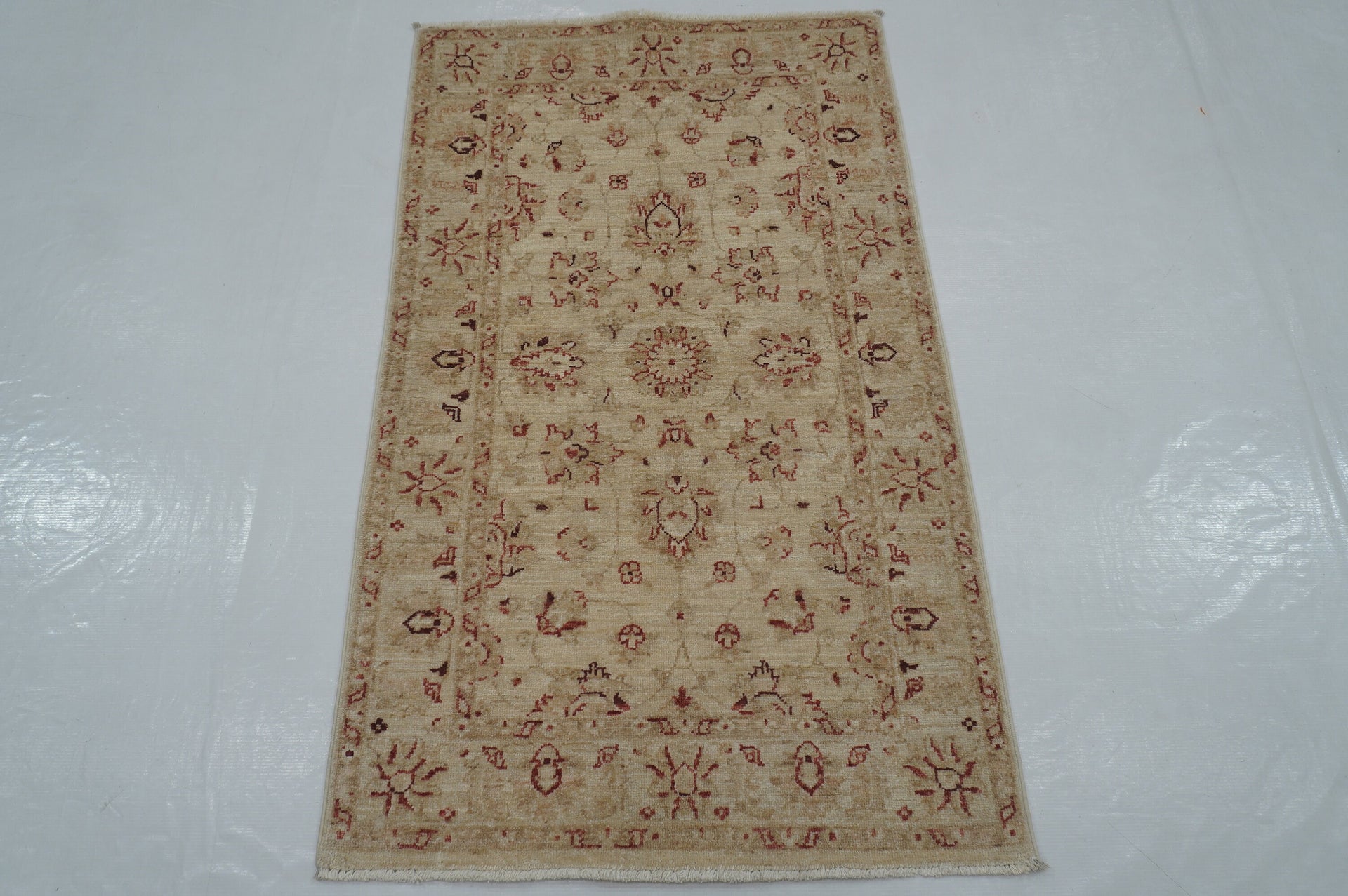 3x4 Beige Vintage Chobi Afghan Hand knotted Oriental Rug - Yildiz Rugs