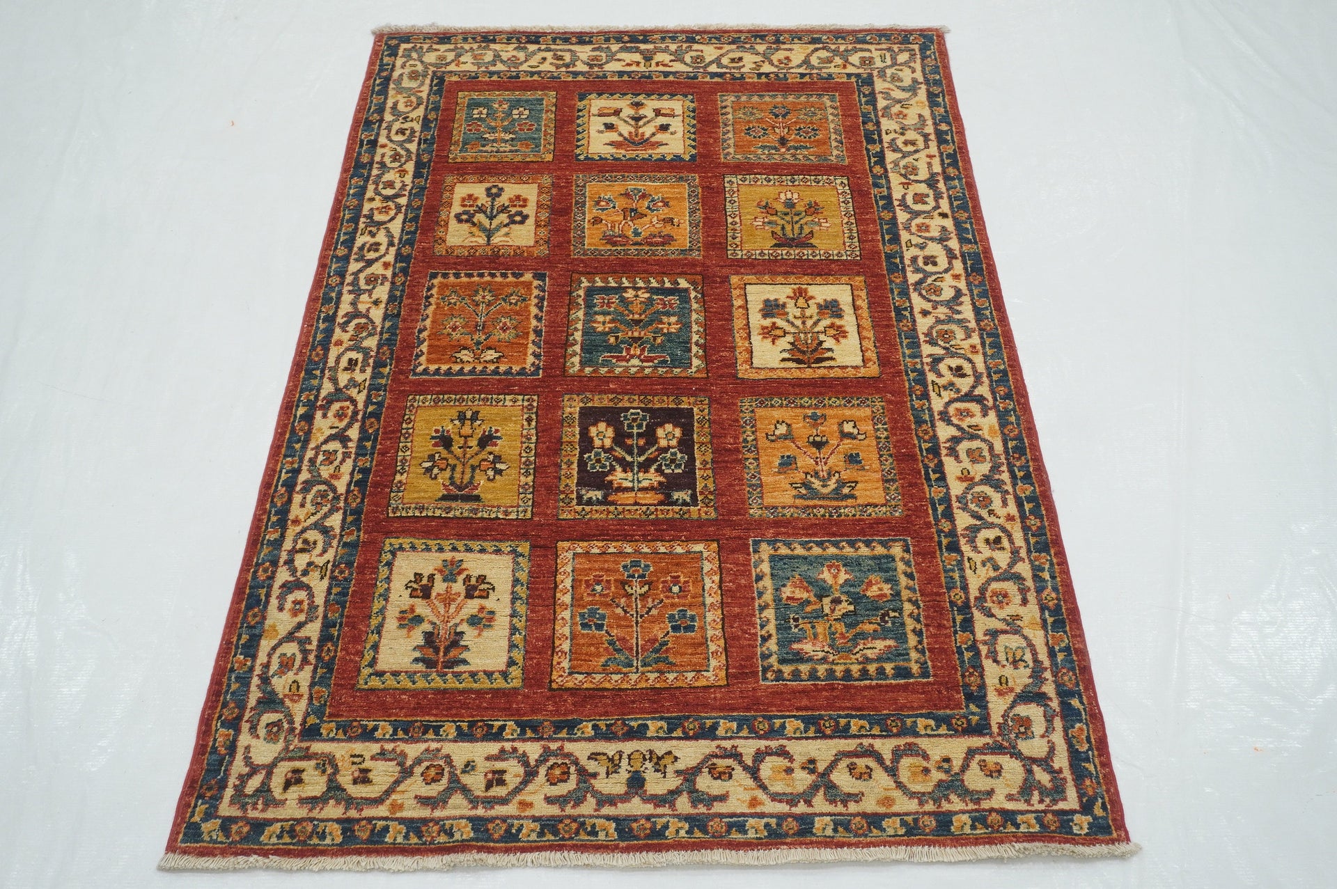 3x5 Red Bakhtiar Afghan Hand knotted Oriental Rug - Yildiz Rugs