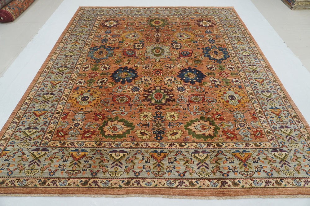 8x10 Brown Bidjar Afghan Harshang Hand knotted Rug - Yildiz Rugs