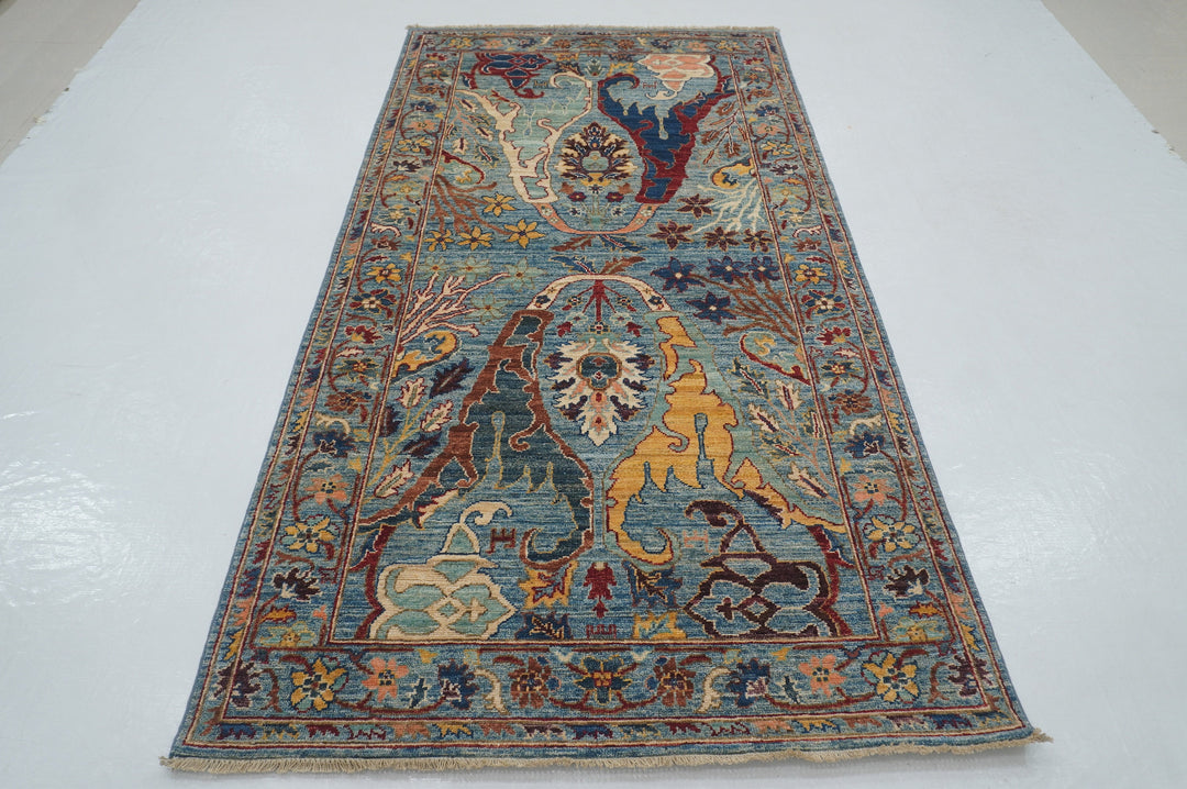 4x8 Blue Bidjar Afghan Hand knotted Oriental Wide Runner Rug - Yildiz Rugs