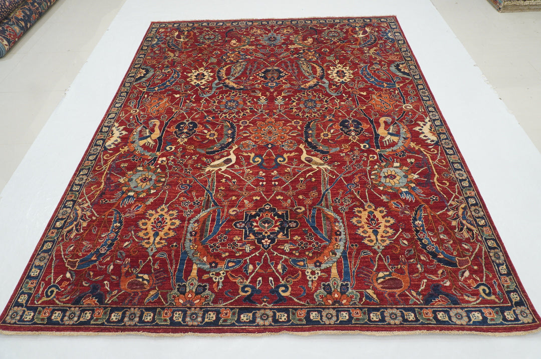 8x10 Red Bird Afghan Qashqai Hand knotted Oriental Rug - Yildiz Rugs