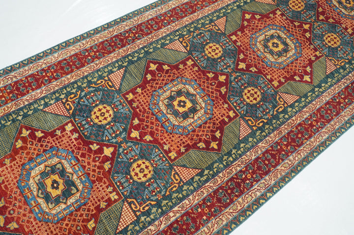 4'1"x11'7" Green MAMLUK Wide Runner Rug