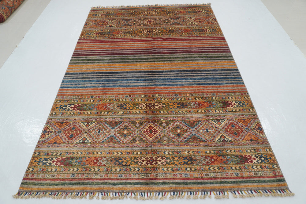 6x9 Gray Tribal Gabbeh Afghan Hand knotted Rug - Yildiz Rugs