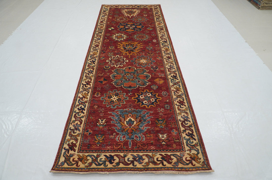 3 x 10 ft Red Serapi Afghan Hand knotted Oriental Runner Rug - Yildiz Rugs