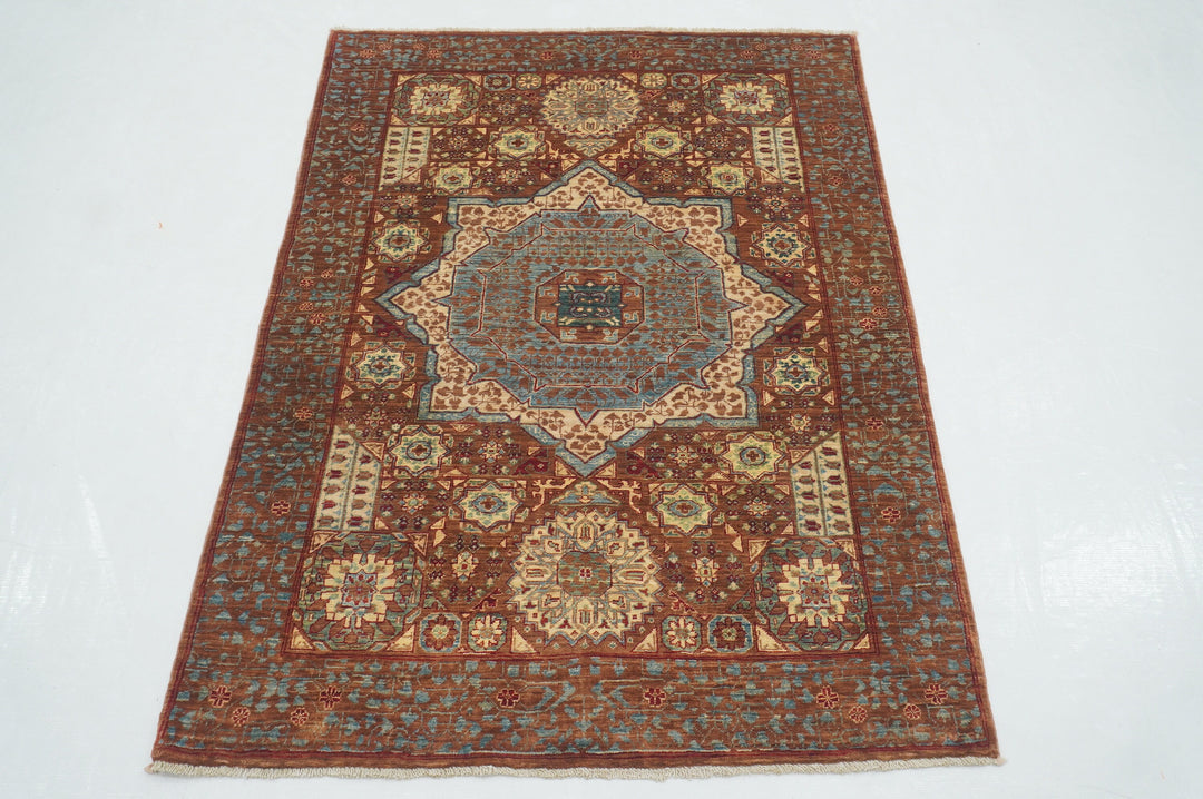 3x5 Brown Mamluk Turkish Hand knotted Medallion Area Rug - Yildiz Rugs